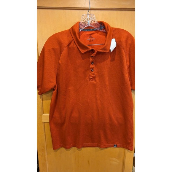 Prana Men’s Shirt Burnt Orange Large Fits Medium Polo 4‎ Button - Picture 1 of 3